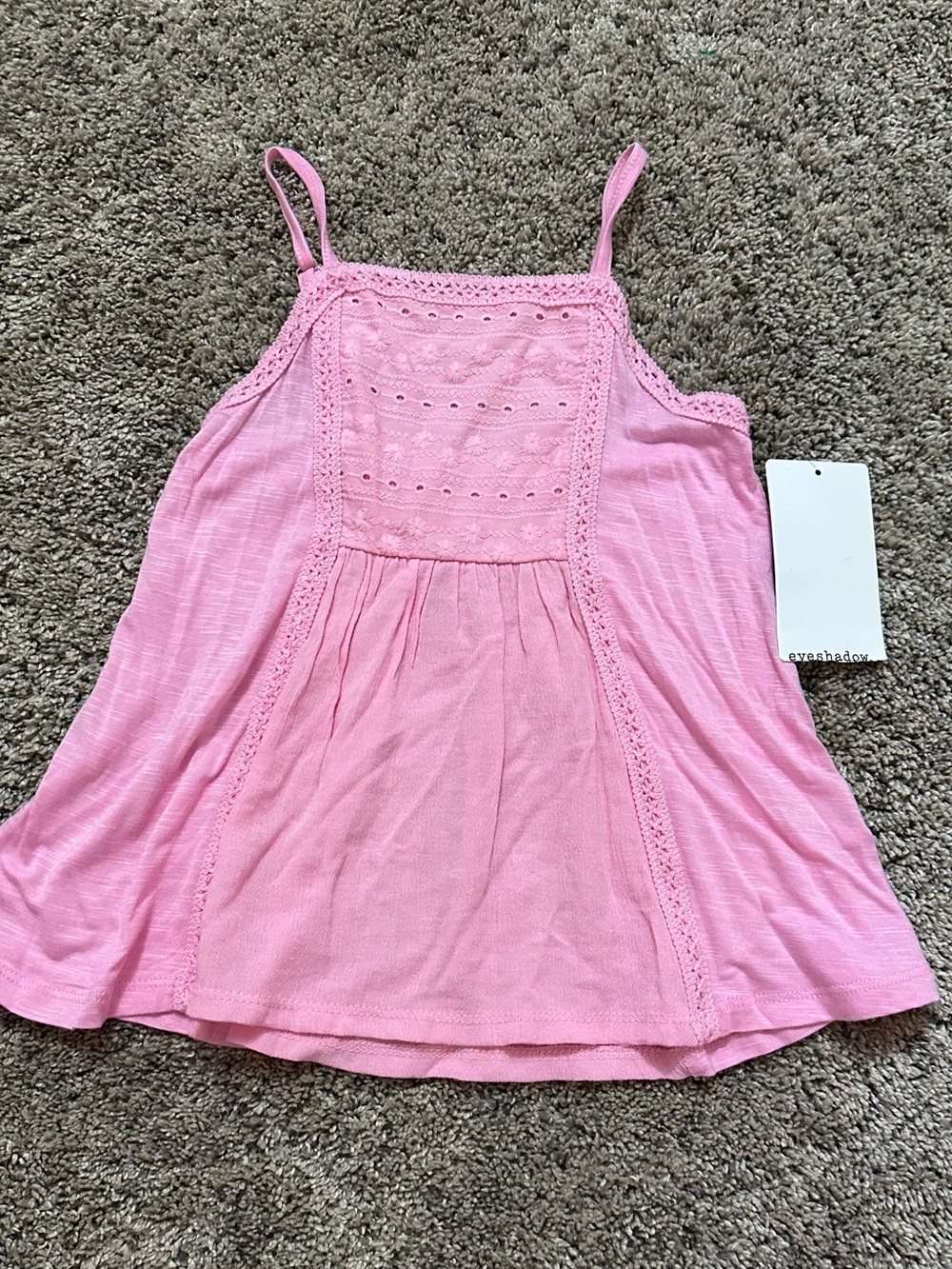 Eyeshadow Girls' Pink Lace-Trim Spaghetti Strap Tank